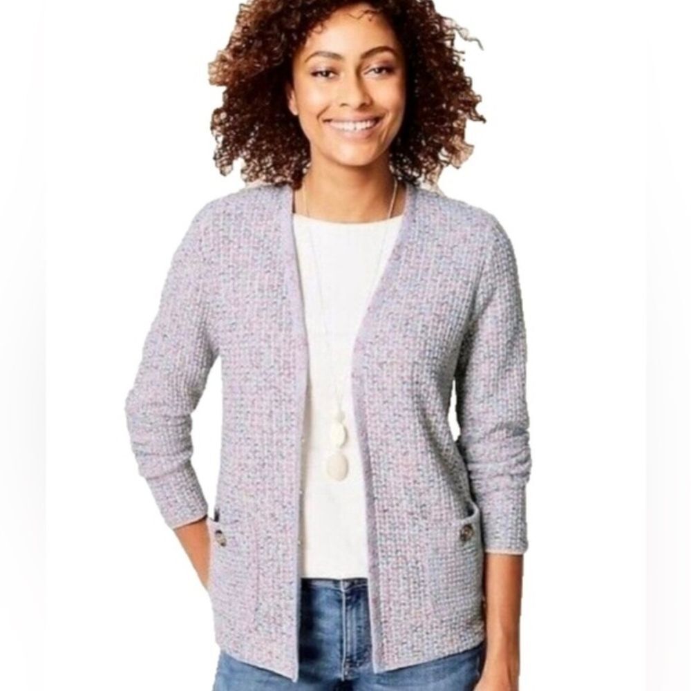 J. Jill Tweed Cardigan Cardigan Grey Multi-Color Spring Size Medium NWT $119